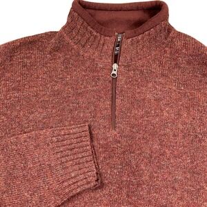 Woolrich Sweater Mens XLarge Rust Persimmon Heathered Wool 1/4 Zip Pullover